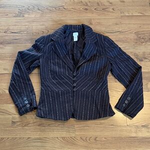 J. Jill Brown and Pink Pinstripe Wool Blend Blazer Jacket Size 4
